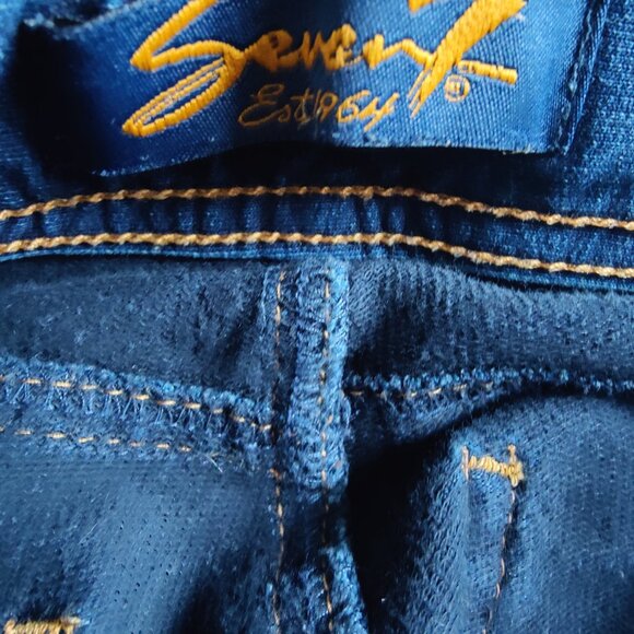 NWT Women's Seven7 Jeans Lounge Jeggings Indigo Dark Wash Knit Denim Size P/P - Picture 8 of 12